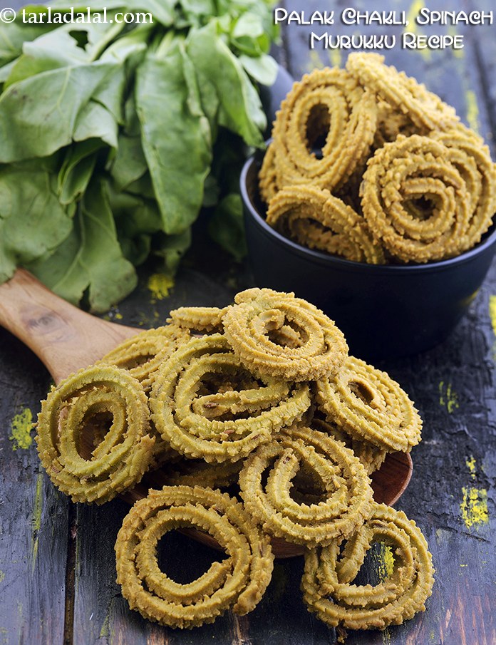palak chakli recipe | spinach murukku | palak murukku | spinach chakli Indian jar snack |