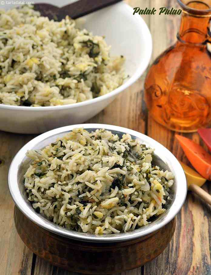 Palak Pulao, Palak Rice, Spinach Rice recipe