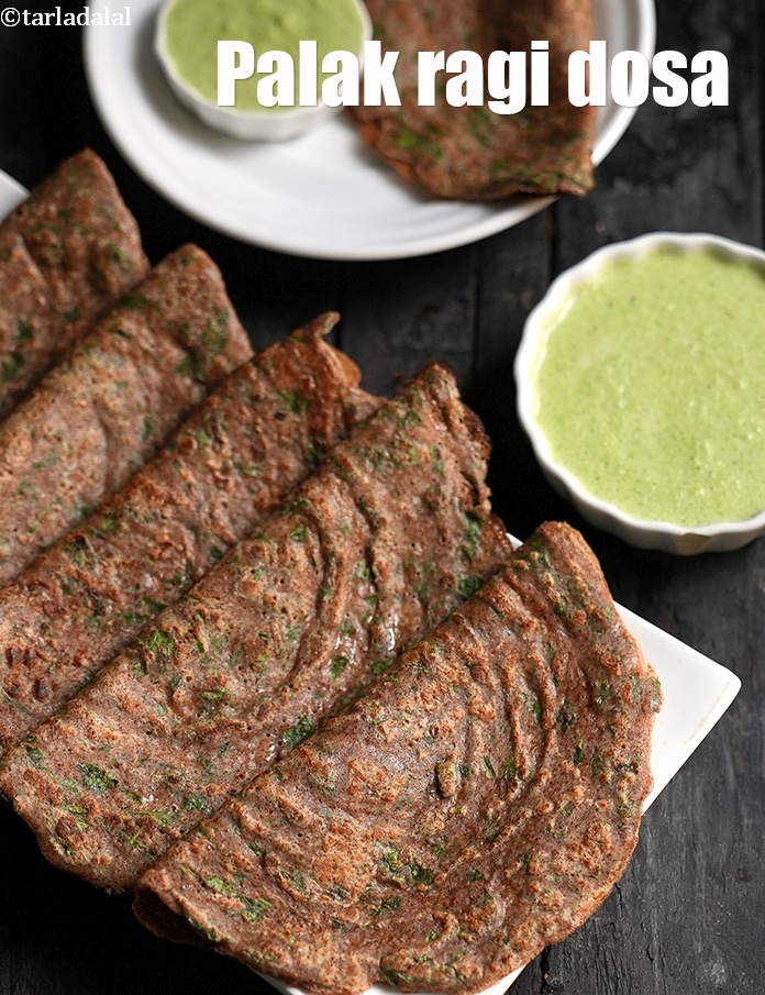 palak ragi dosa recipe | ragi oats dosa | healthy palak ragi dosa |
