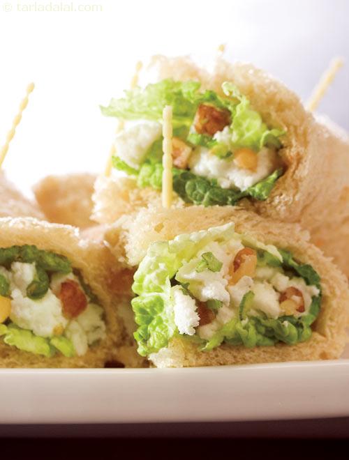 Paneer, Walnut and Celery Rolls, Healthy Diabetic Recipe