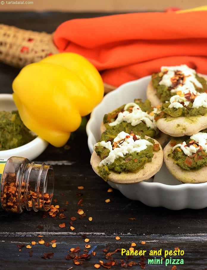Paneer and Pesto Mini Pizza