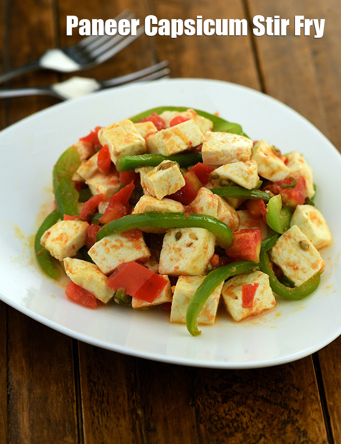paneer capsicum stir fry recipe | stir fried capsicum and paneer | Indian style paneer stir fry |