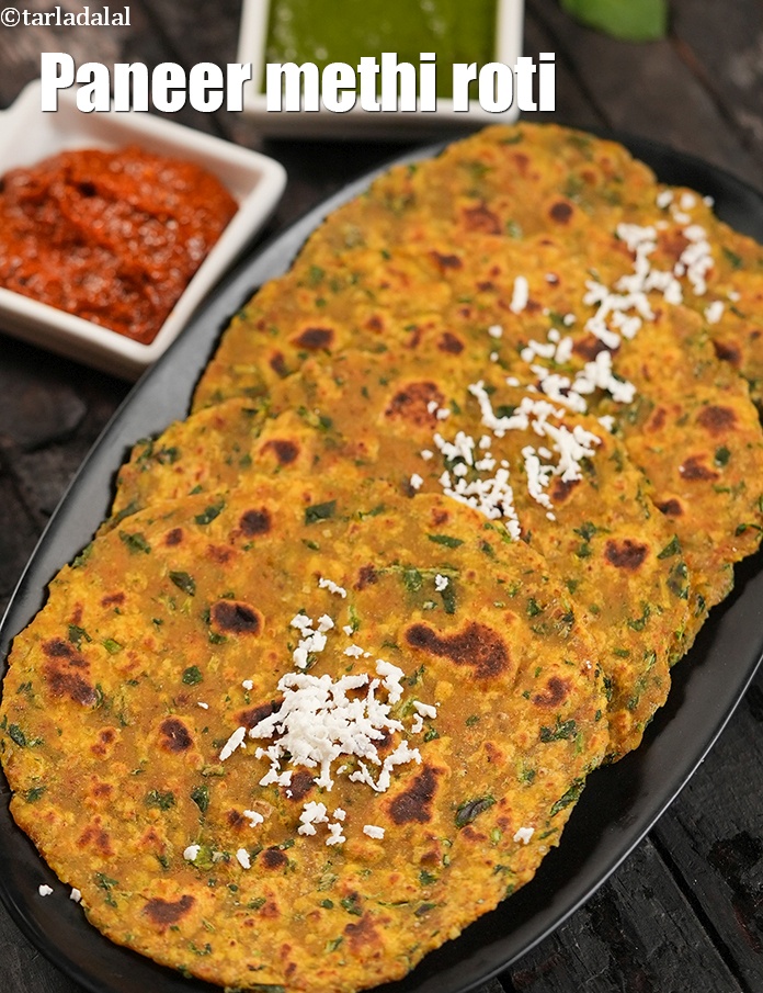 paneer methi roti recipe | healthy whole wheat paneer methi roti | cottage cheese fenugreek roti |