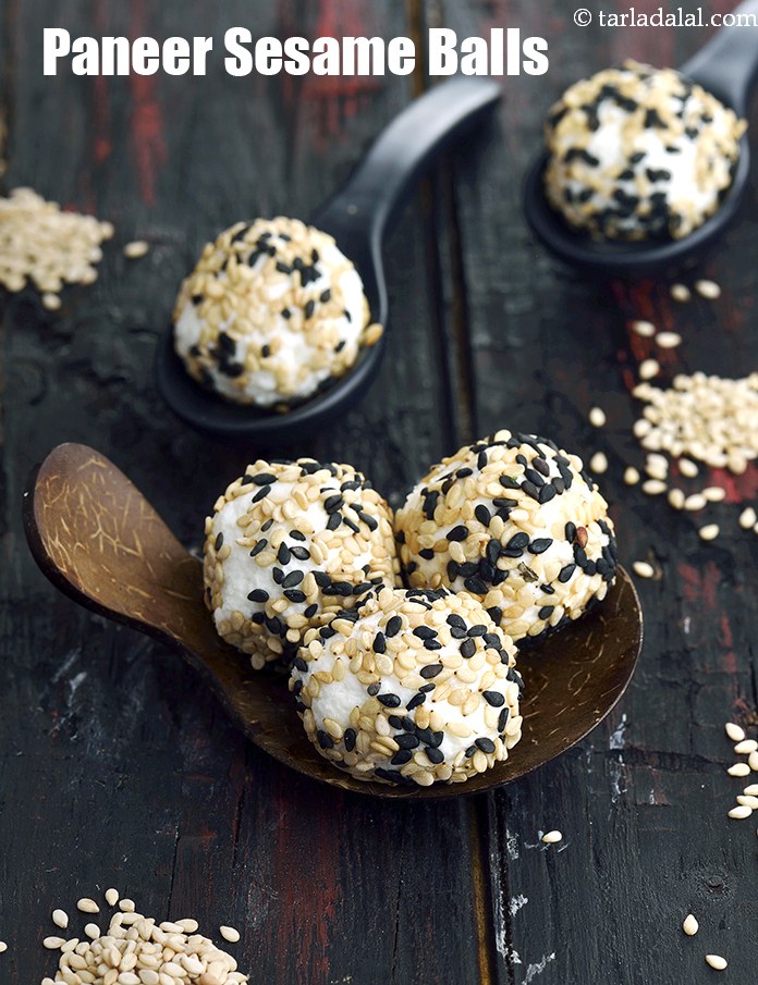 paneer sesame balls recipe | healthy paneer balls with sesame seeds |  cold starter |