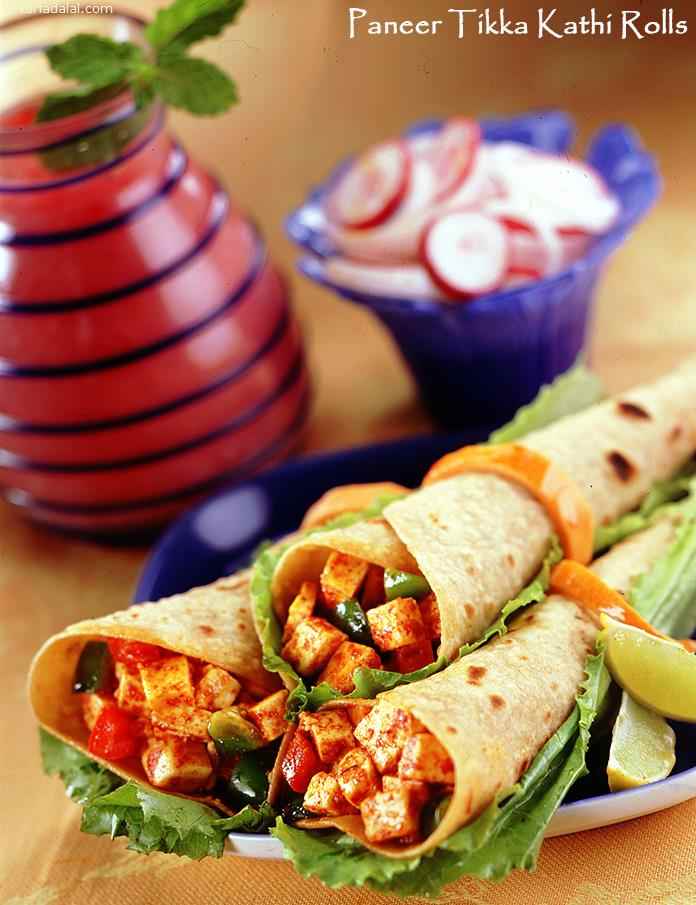 Paneer Tikka Kathi Rolls recipe, Jain Recipes