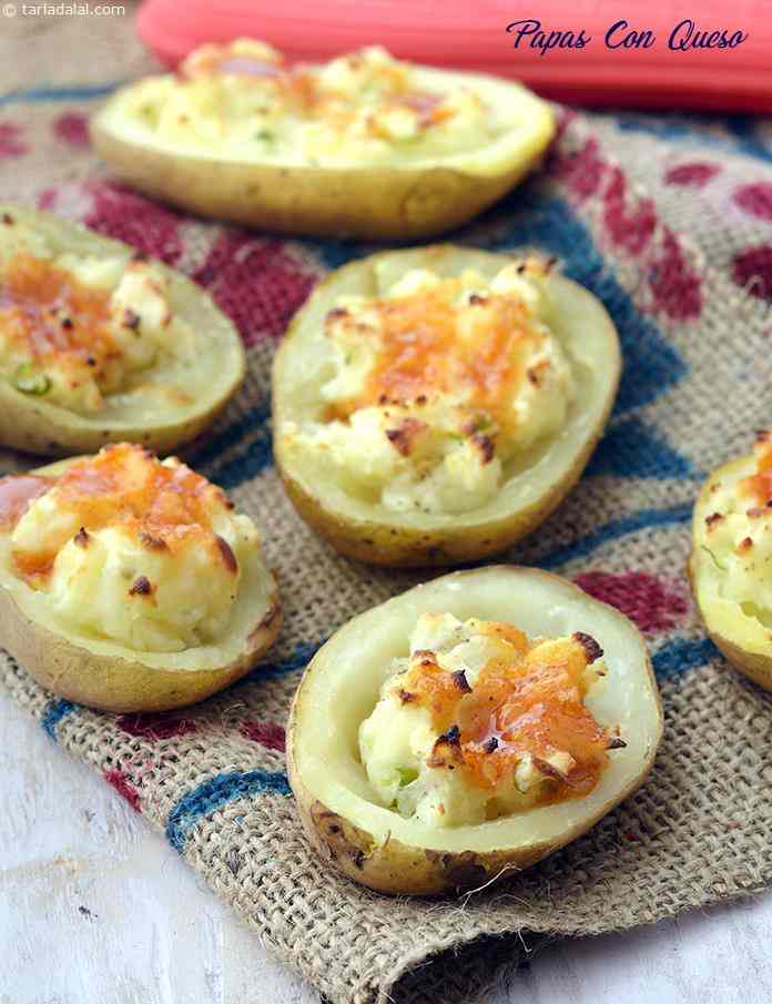 Papas Con Queso, Mexican Stuffed Cheese Potatoes recipe, Party Recipes, Entertaining Recipes