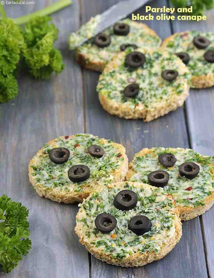 Parsley and Black Olive Canape recipe