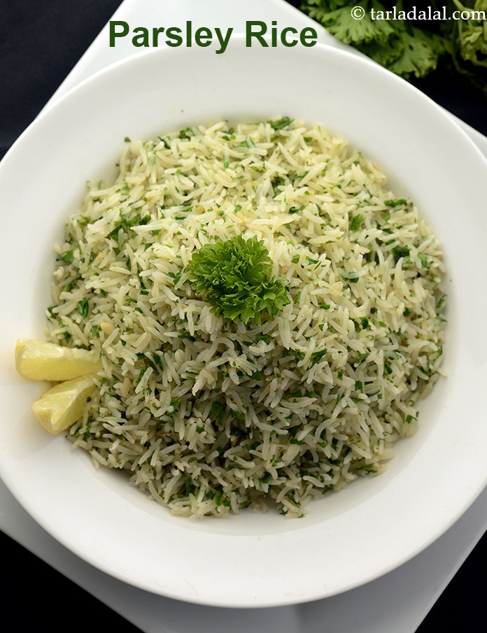 parsley rice recipe | quick parsley rice | Indian garlic parsley rice |