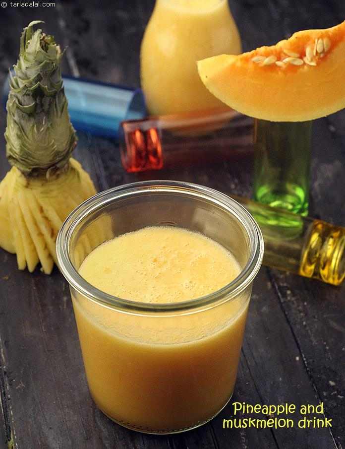 पाईनएप्पल एण्ड मस्कमेलन ड्रिंक रेसिपी, Pineapple and Muskmelon Drink Recipe In Hindi