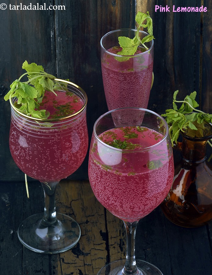 pink lemonade recipe | homemade pink lemonade Indian style |