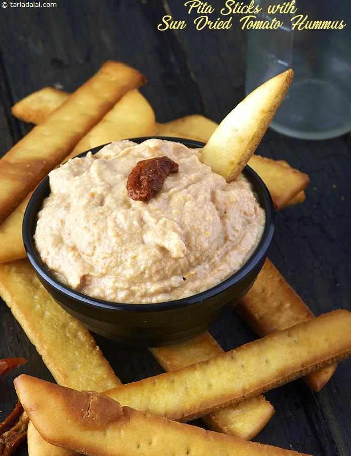 Pita Sticks with Sun Dried Tomato Hummus