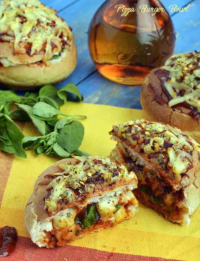 Pizza Burger Bowl, Stuffed Pizza Burger Bun recipe