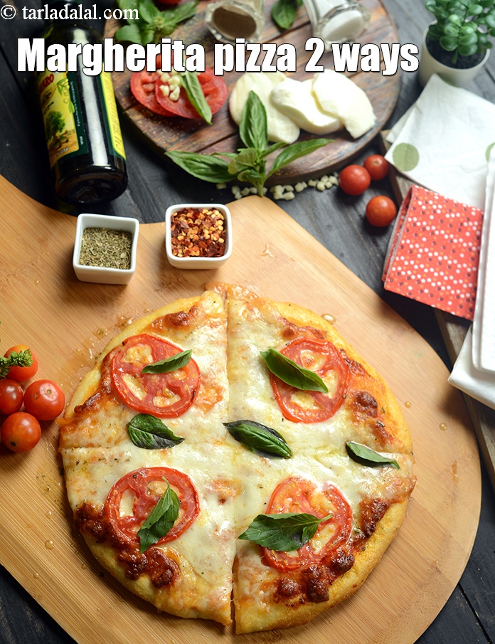 Margherita pizza 2 ways recipe | Indian Margherita pizza in oven | homemade Margherita pizza in a pan | classic pizza Margherita |