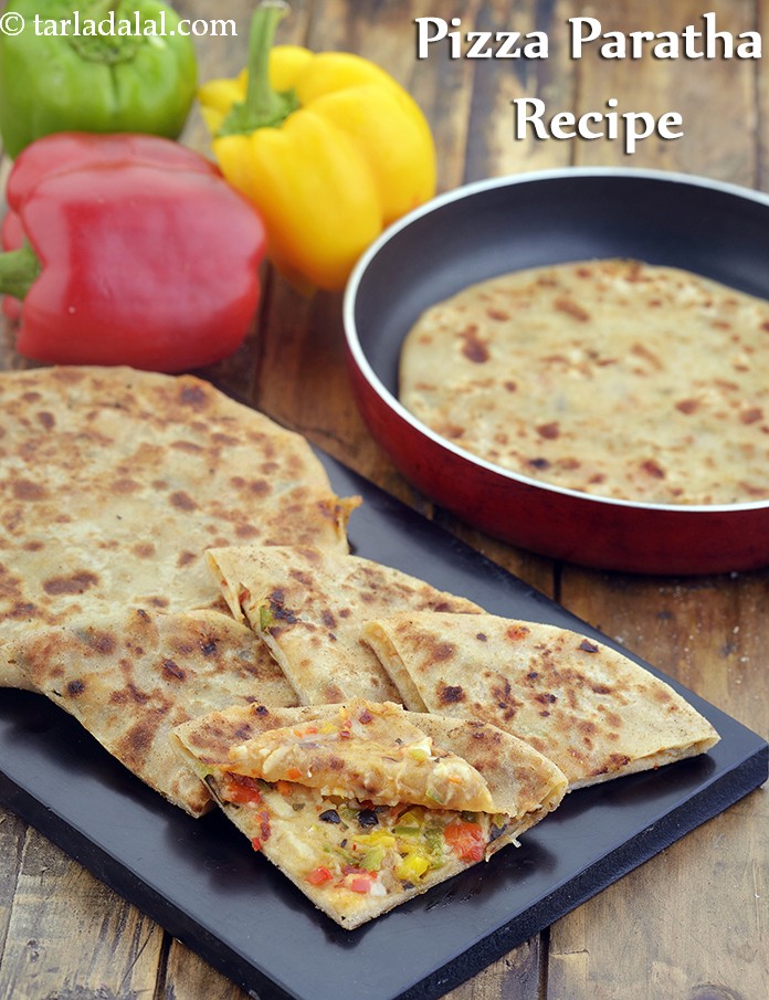 pizza paratha recipe | cheesy pizza paratha |