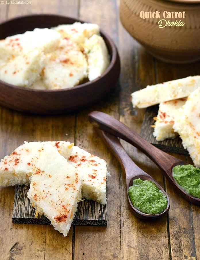 Quick Carrot Dhokla ( Tiffin Treats) recipe