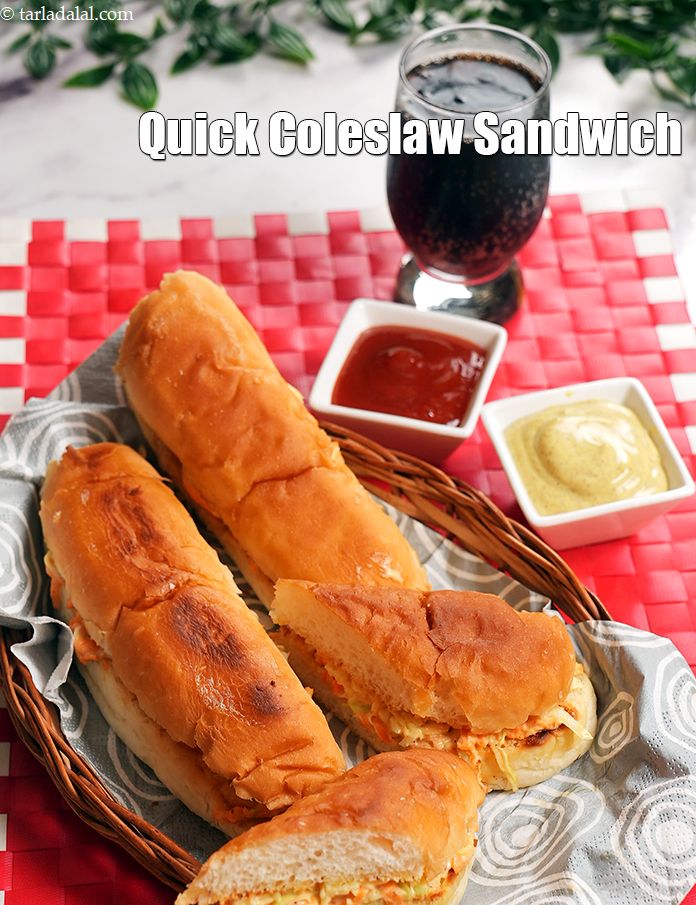 coleslaw sandwich recipe | Indian style coleslaw sandwich | creamy coleslaw sandwich | 