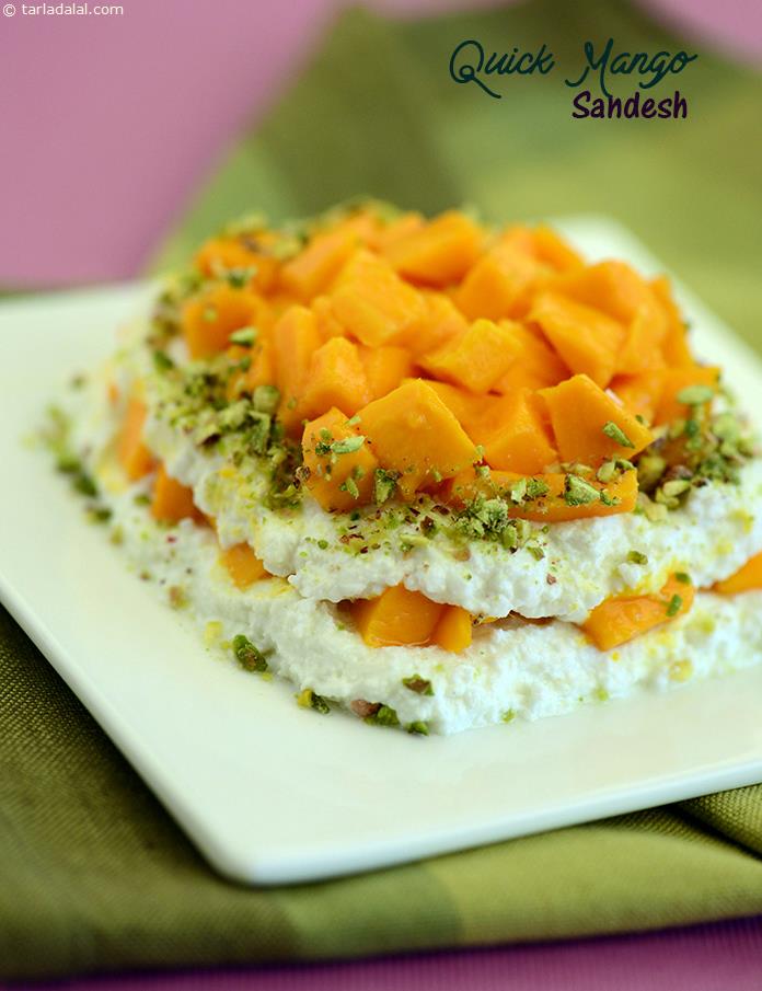 क्विक मैन्गो सन्देश रेसिपी, Quick Mango Sandesh Recipe In Hindi