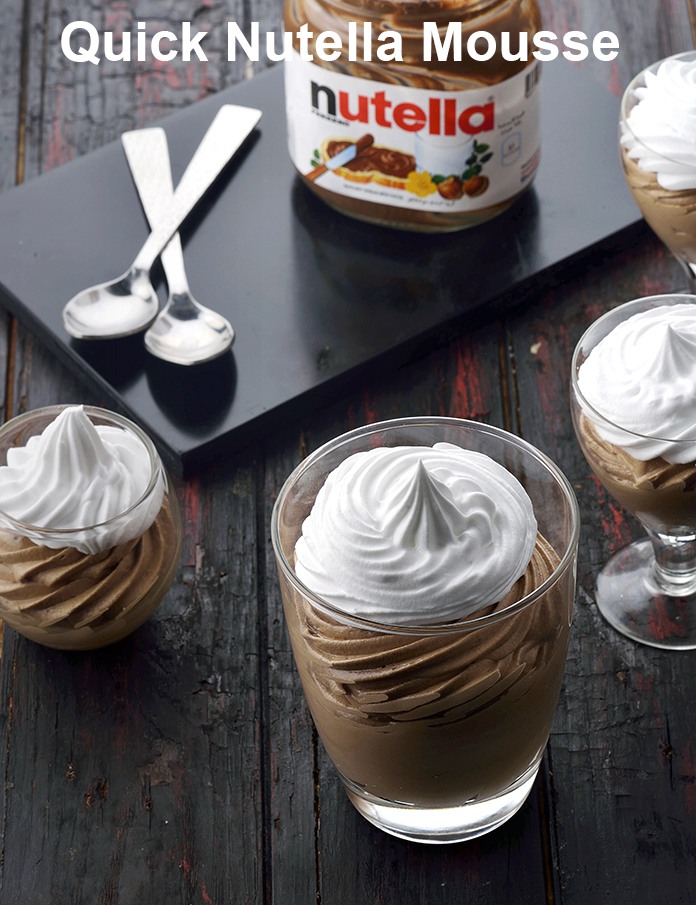 क्विक नुटेला मूस रेसिपी | एगलेस नुटेला मूस रेसिपी | quick nutella mousse in hindi |
