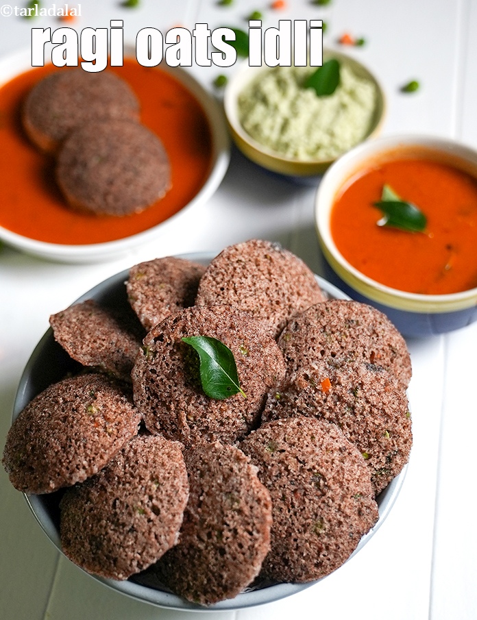 ragi oats idli recipe | healthy finger millet oats idli | vegetable ragi oats idli |