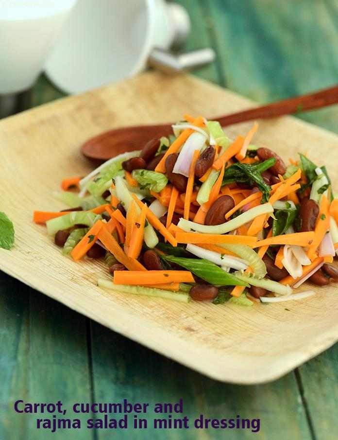Rajma Cucumber and Carrot Salad recipe, Low Cholesterol Foods