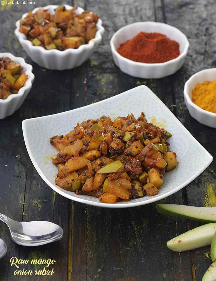 Raw Mango Onion Subzi recipe