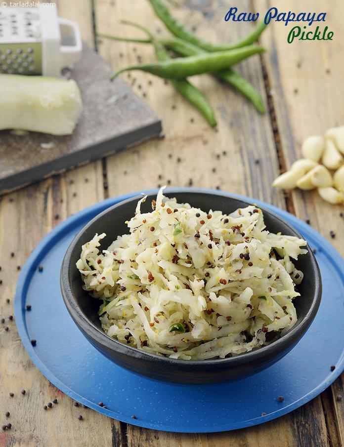 Raw Papaya Pickle, Quick and Fresh Papaya Pickle