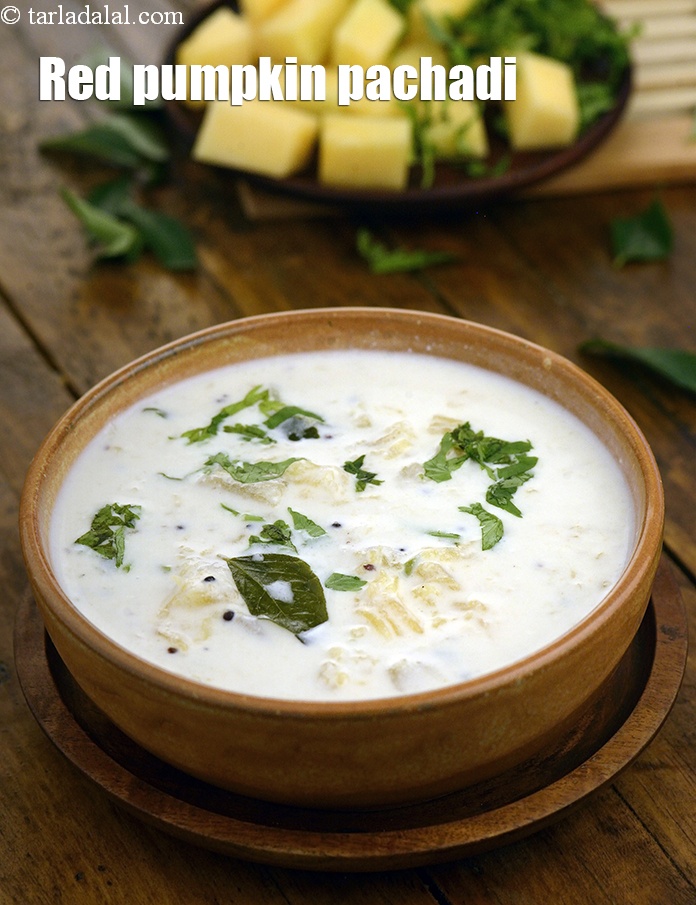 red pumpkin pachadi recipe | Kerala style Mathanga pachadi | Indian pumpkin pachadi | Onam special pachadi |