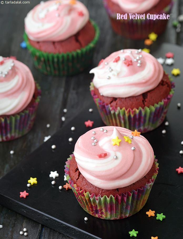 Red Velvet Cupcake, Eggless Red Velvet Cupcake recipe