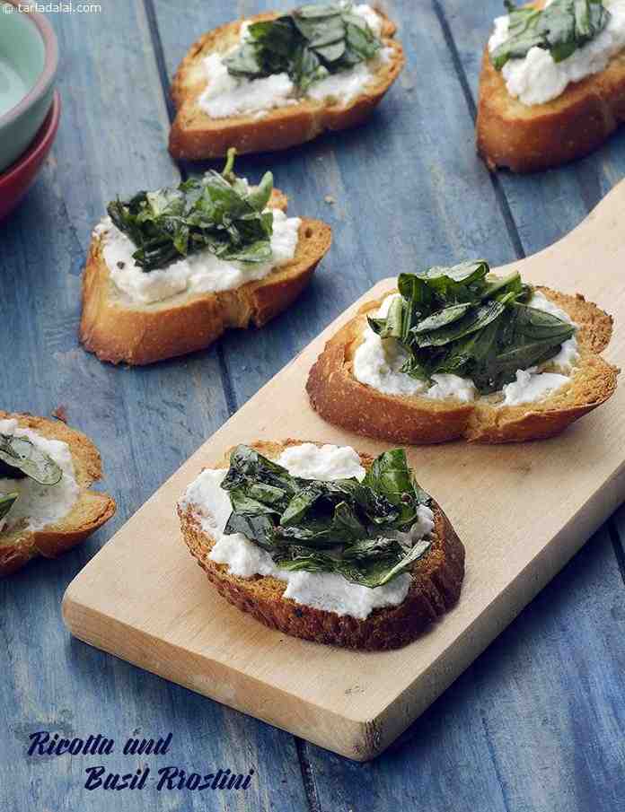 Ricotta and Basil  Crostini recipe