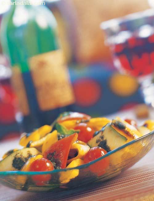 Roasted Squash and Peppers with Pesto recipe