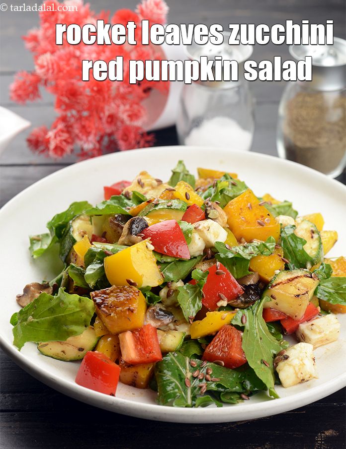 Rocket Leaves, Zucchini Red Pumpkin Healthy Lunch Salad recipe