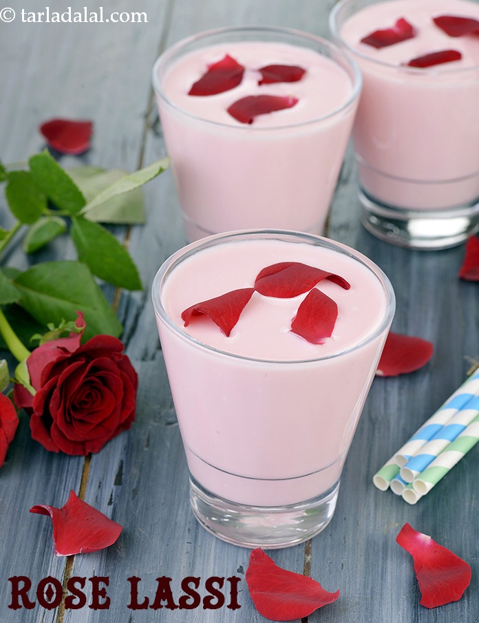 rose lassi recipe | Punjabi sweet rose lassi | rose flavoured yogurt drink |