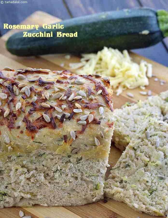 Rosemary Garlic Zucchini Bread, Eggless recipe