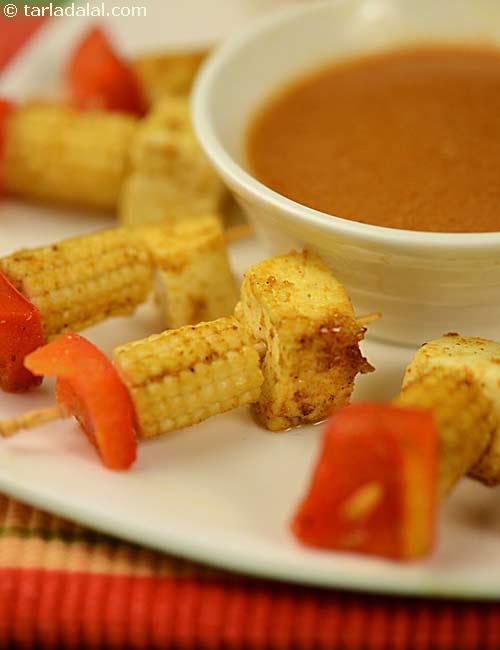 Satay Sticks (  Paneer) recipe, Paneer Recipes