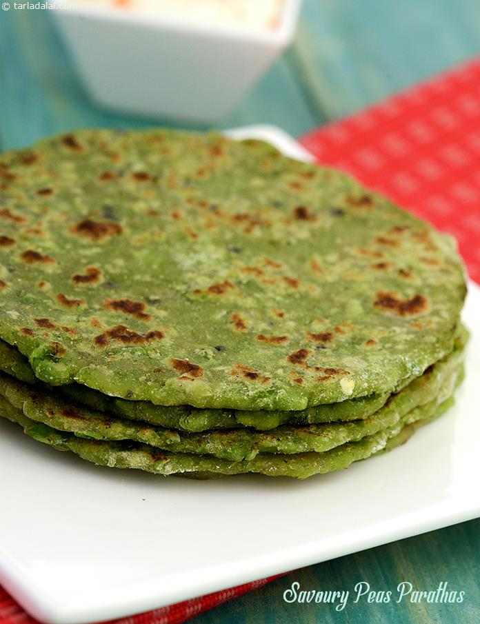 Savoury Peas Parathas ( Parathas ) recipe