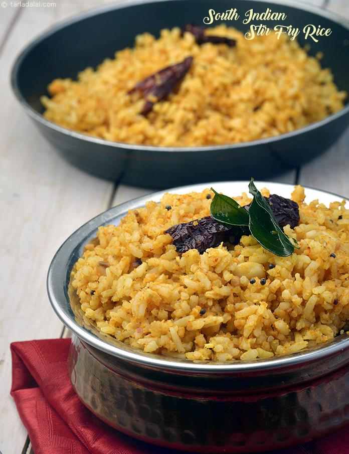 South Indian Stir Fry Rice recipe, Saatvik Recipes