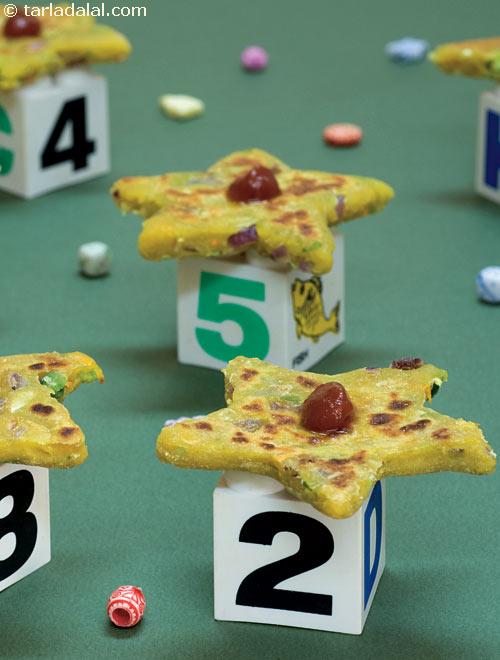 Soya and Veggies Star Paratha, Finger Foods for Kids