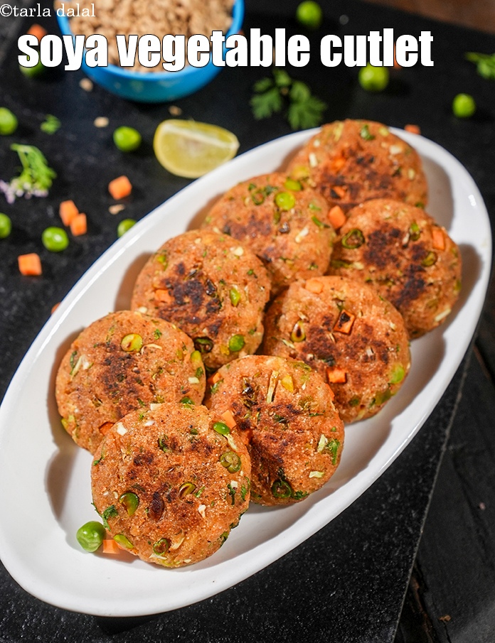 soya vegetable cutlet recipe | vegetable soya tikki | healthy soya rava tikki |