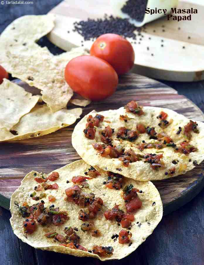 Spicy Masala Papad, Deep-fried Masala Papad recipe, Indian Quick Recipes
