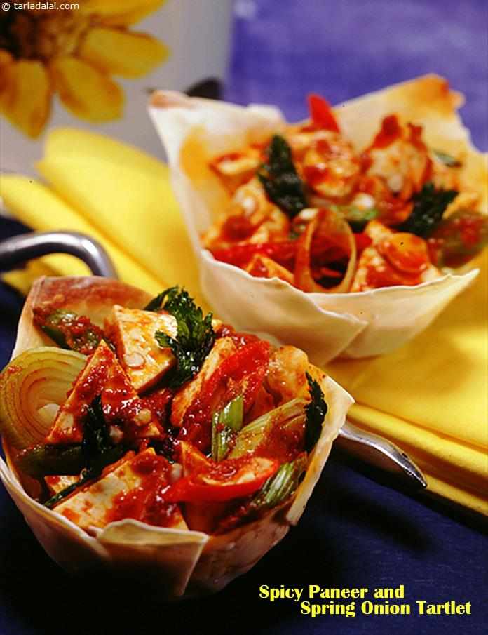 Spicy Paneer and Spring Onion Tartlet recipe, Quick Snacks Recipes- Indian