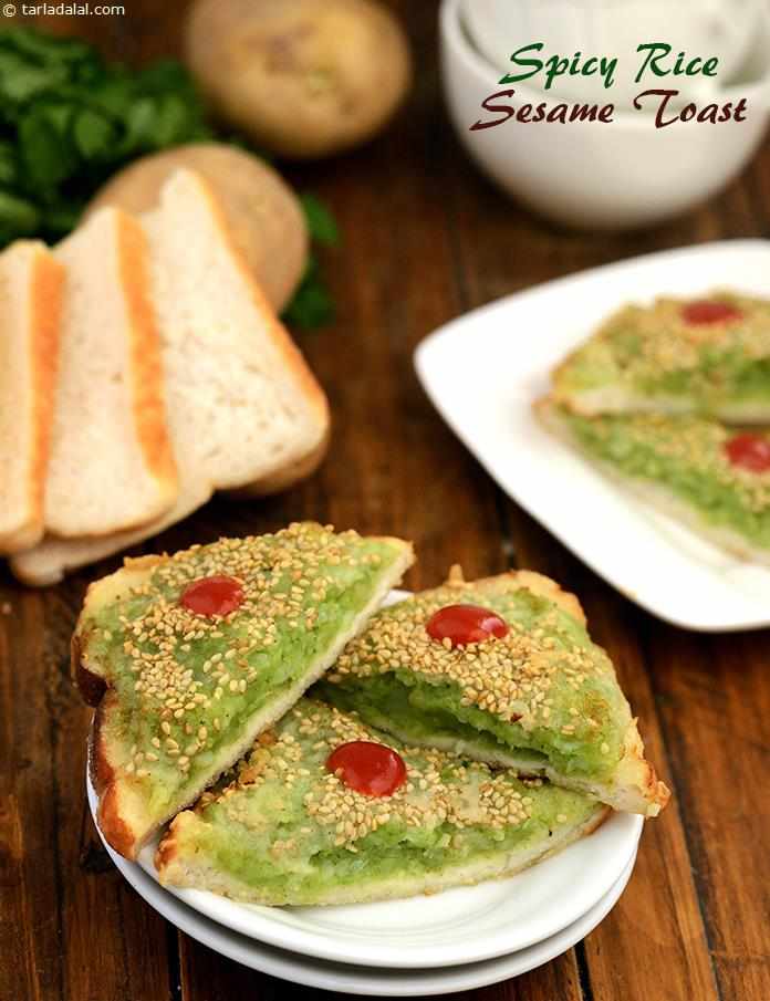 स्पाईसी राईस सेसमे टोस्ट रेसिपी, Spicy Rice Sesame Toast Recipe In Hindi
