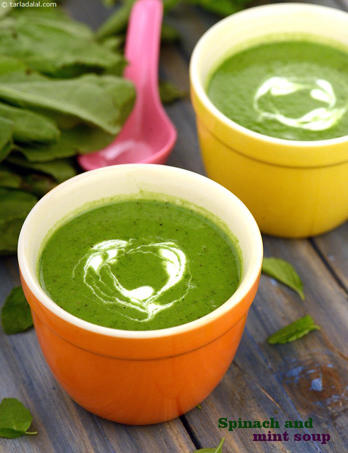Spinach and Mint Soup recipe, Indian Recipes