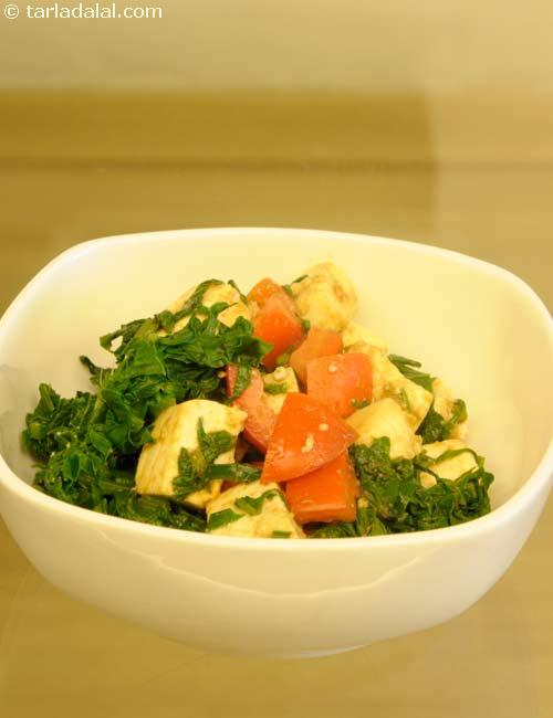 स्पिनॅच एण्ड पनीर सलाद रेसिपी, Spinach and Paneer Salad ( Healthy Soups and Salads Recipe) In Hindi 