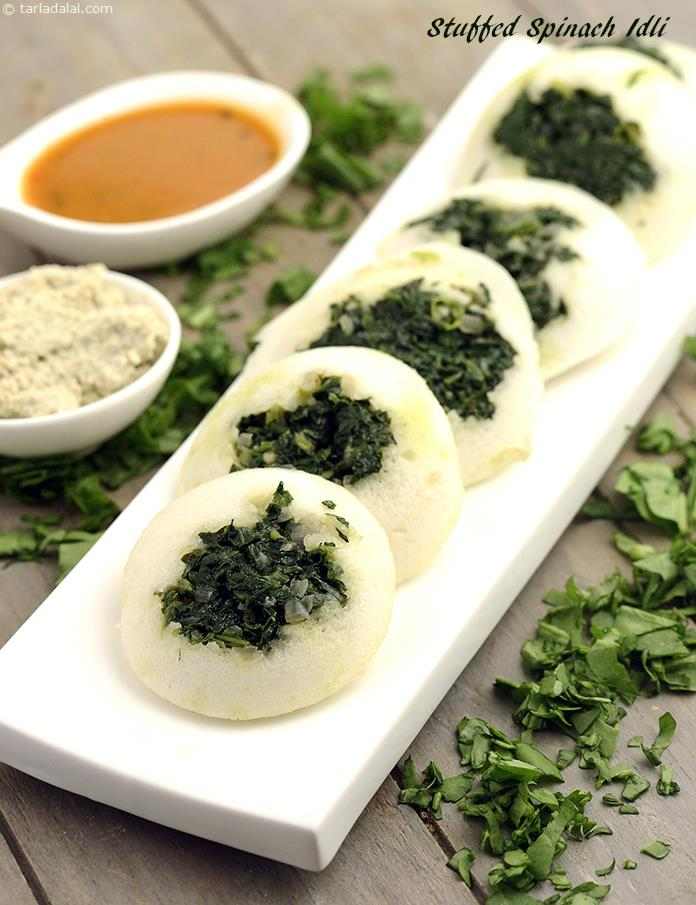 Stuffed Spinach Idli recipe, Idli Recipes, Dosa Recipes