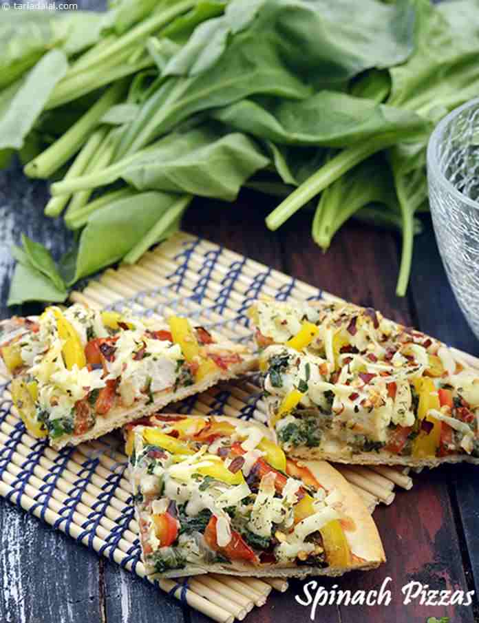 Spinach Pizzas recipe, Quick Recipes