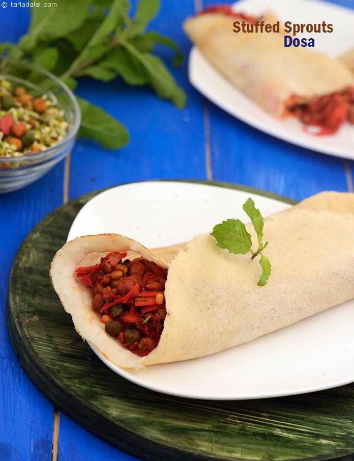 स्टफ्ड स्प्राउट्स डोसा रेसिपी, Stuffed Sprouts Dosa Recipe In Hindi