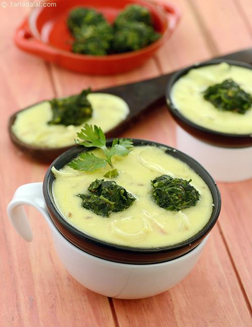 Steamed Palak Pakoda Kadhi recipe, Quick Indian Healthy Recipes
