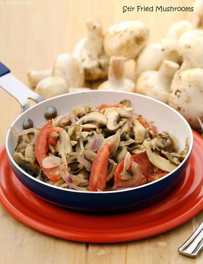 Stir Fried Mushrooms recipe, Quick Snacks Recipes- Indian