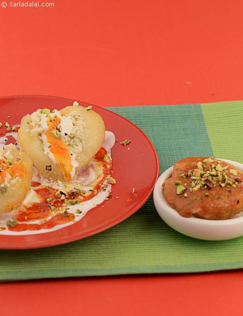 Stuffed Pears with Toffee Sauce recipe, Quick Dessert Recipes