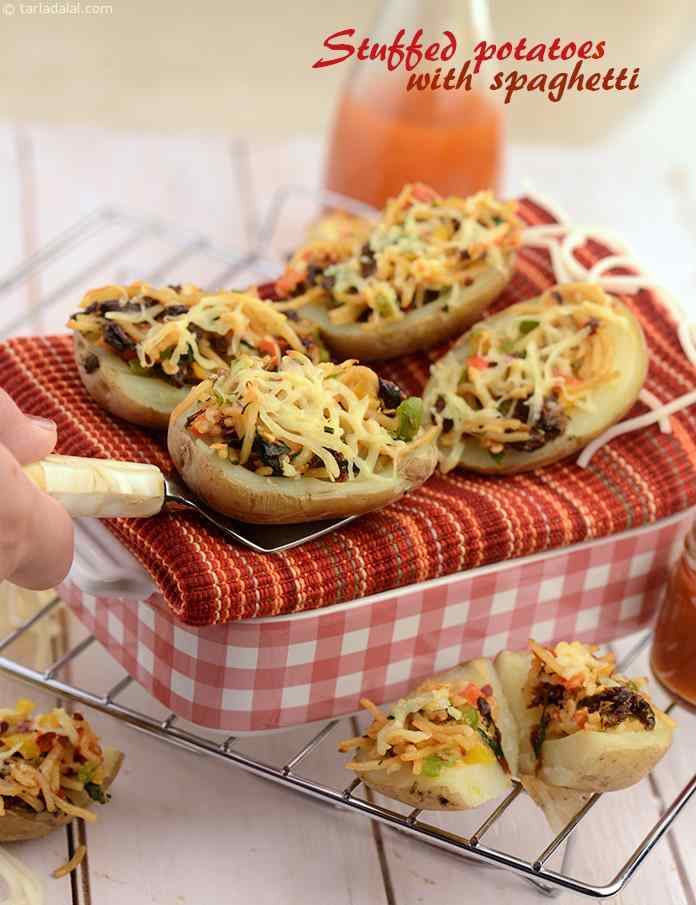 Stuffed Potatoes with Spaghetti recipe